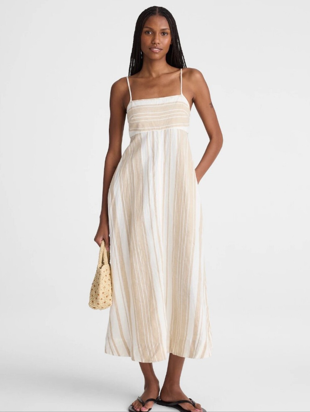 Madewell Empire-Waist Midi Dress in 100% Linen OA370 Size XS
